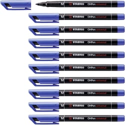 Feutre permanent OHPen pointe moyenne 1 mm - STABILO - Bleu - Lot de 10