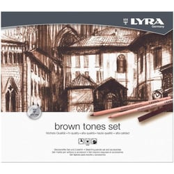 Coffret crayons, pastels + accessoires - Tons marron - Portrait, paysage - Lyra