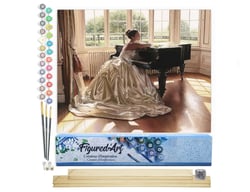 Peinture par Numéro Figured'Art - Ambition d'une jeune pianiste - Kit de Loisir Créatif DIY Numéro d'Art Complet - 40x50cm toile roulée + châssis en bois à monter