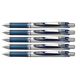 Lot de 5 Stylos Roller encre gel rétractable Pentel Energel BL77 Pointe 0,7 mm bleu nuit