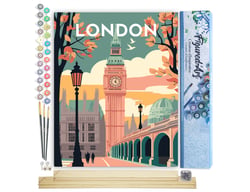 Peinture par Numéro Figured'Art - Affiche Vintage Londres 2 - Kit de Loisir Créatif DIY Numéro d'Art Complet - 40x50cm toile roulée + châssis en bois à monter