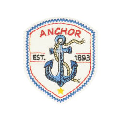 Ecusson thermocollant nautique ancre marine 5.5x4.5cm