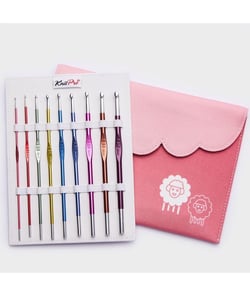 Set de 9 Crochets ZING Deluxe en aluminium - Knitpro Rose