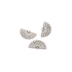 5 embellissements en métal argenté éventails