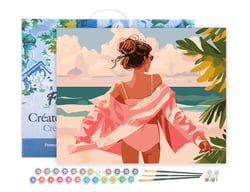 Peinture par Numéro Figured'Art avec Cadre - Profitez de la plage - Kit de Loisir Créatif DIY Numéro d'Art Complet - 40x50cm toile tendue sur châssis