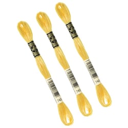 Lot de 3 échevettes 8m DMC Fil à broder mouliné 117 100% coton jaune  743