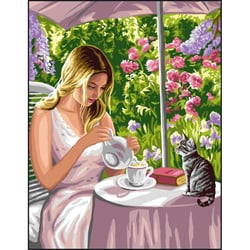 Princesse - Canevas antique L'heure du thé Rafael Angelo 50x65cm