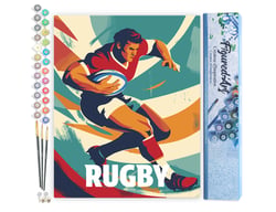 Peinture par Numéro Figured'Art - Affiche sportive Rugby - Kit de Loisir Créatif DIY Numéro d'Art Complet - 40x50cm sans châssis en bois