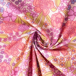 Tissu Coton imprimé Arty Fleurs Myrta sur fond Blanc cassé