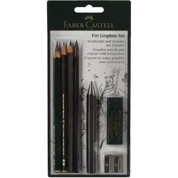 Set de dessin - FABER-CASTELL - Pitt Graphite - 5 crayons, 1 gomme, 1 taille-crayon