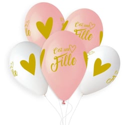 5 Ballons Or C'est une fille Ø33cm