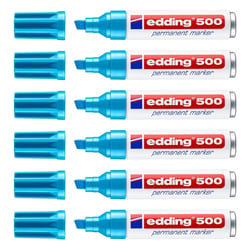 Marqueur permanent EDDING - Pointe biseau 2-7 mm - Bleu clair - Corps aluminium