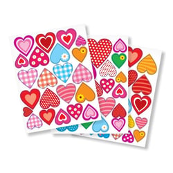 MégaCréa DIY - Gommettes coeurs fantaisie de 1,2 à 4 cm 67 pièces