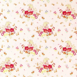 Tissu Jersey Coton imprimé Bouquets de fleurs Multicolores pailletés or sur fond Blanc