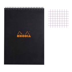 Bloc notes - A4 - 21x29,7 cm - Petits carreaux - 80 feuilles - Avec spirale - Rhodia