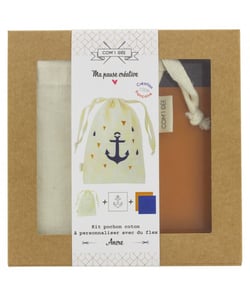 Kit sac customise ton pochon coeur / chats / ancre Bleu (Ancre Bleu)