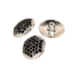 Lot de 3 boutons strass noir 17mm