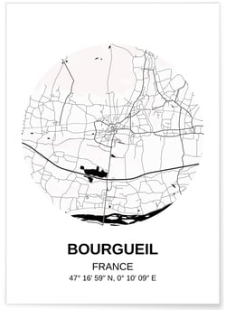 Affiche Carte Bourgueil | A3 : 29,7x42cm