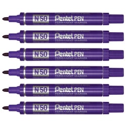 Lot de 6 marqueurs permanents - PENTEL - Pointe conique 4,3 mm - Violet