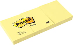 Lot de 6 blocs Post-it Notes autocollantes - Carré - Papier - Jaune Canari - 38 x 51 mm