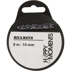 Ruban de satin, L : 10 mm, noir, 8 m/ 1 rouleau