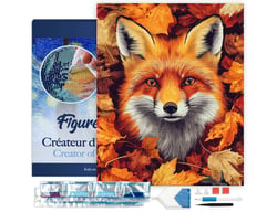Diamond Painting Broderie Diamant Figured’Art 40x50cm toile tendue sur châssis en bois - diamants carrés - Renard dans les feuilles d'Automne