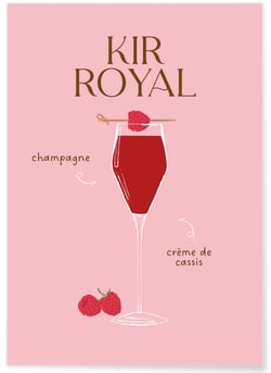 Affiche Cocktail Kir Royal 2 | A3 : 29,7x42cm