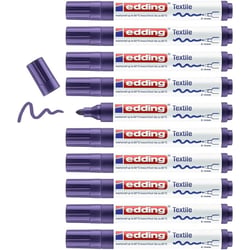 Lot de 10 marqueurs textiles permanents pointe 2-3 mm - EDDING - Violet