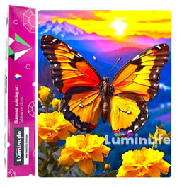 Diamond Painting Broderie Diamant LUMINLIFE 40x50cm, 100% strass, diamants ronds - Joli papillon