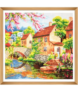 Kit de Point de Croix Extra Large Maison - 50 x 50 cm – Trimits - Kit Broderie Extra-Large Idéal pour les Passionnés JARDIN