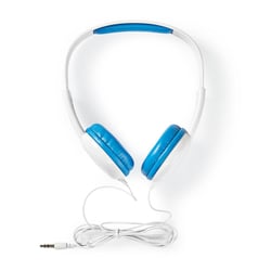 Nedis Casque Filaire 3.5mm 82dB Compacte Arceau Rembourré et Réglable 1.2m Blanc / Bleu