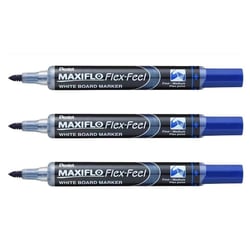 Lot de 3 marqueurs pour tableau blanc effaçables - PENTEL - MAXIFLO Flex-Feel - Bleu