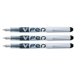 Lot de 3 Stylos plume jetable PILOT - V-Pen - Noir - Pointe moyenne