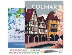 Peinture par Numéro Figured'Art avec Cadre - Affiche Vintage Colmar - Kit de Loisir Créatif DIY Numéro d'Art Complet - 40x50cm toile tendue sur châssis