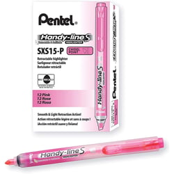 Surligneur rétractable - PENTEL - Handy-Line S - Rose - Pointe 1,0 x 3,6 mm - Lot de 12