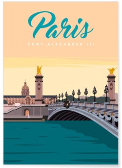 Affiche ville Paris - Pont Alexandre III | A3 : 29,7x42cm