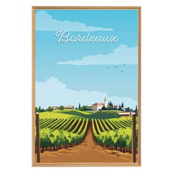 Tableau mural encadré illustration vignes Bordeaux 65x97 cm