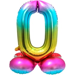 Ballon Géant Rainbow Chiffre 0 avec base (81 cm)