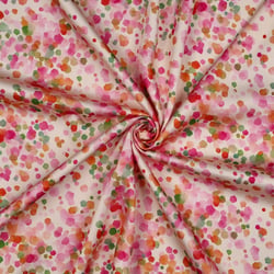 Tissu Viscose imprimé digital pois Multicolore sur fond Ecru