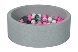Piscine à balles Aire de jeu + 200 balles blanc, transparent, rose clair, gris - Velinda