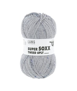 Pelote à tricoter SUPER SOXX TWEED 6 fils - 150 Gr - Lang Yarns : La laine robuste, chaude et élégante 0033 bleu