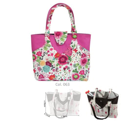 Sac couture/tricot 35cmx11cmx38cm fleuri rose