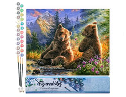 Peinture par Numéro Figured'Art - Couple d'ours - Kit de Loisir Créatif DIY Numéro d'Art Complet - 40x50cm sans châssis en bois