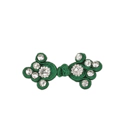 Brandebourg textile strass 75mm vert sapin