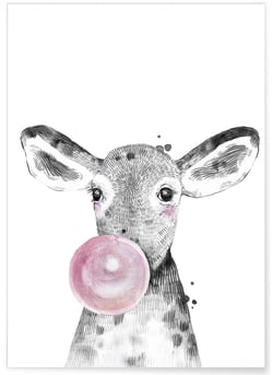 Affiche 'Bulle de Veau Rose' | A3 : 29,7x42cm