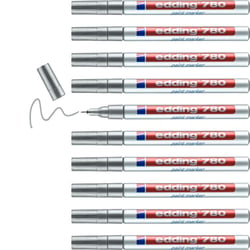 Lot de 10 marqueurs peinture permanent pointe 0,8 mm - EDDING - Argent - 780