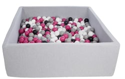 Piscine à balles pour enfant, 20x120 cm, Aire de jeu + 600 balles noir, blanc, rose,gris - Velinda