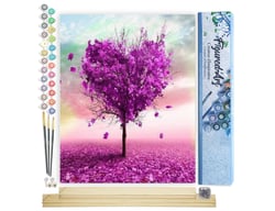 Peinture par Numéro Figured'Art - l'arbre Coeur - Kit de Loisir Créatif DIY Numéro d'Art Complet - 40x50cm toile roulée + châssis en bois à monter