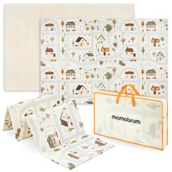 Tapis d'eveil evolutif en Mousse éveil Bébé Mamabrum 180*120 cm, Double Faces, Facile à Nettoyer, Imperméable, Pliable Sac Rangement