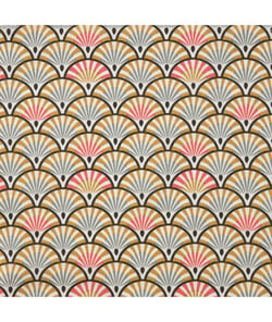 Tissu coton Plumes de Paon de 140 cm de largeur Moutarde/vert Multicolore vendu par 50 cm